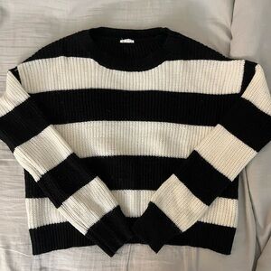 Garage Black & White Wide-Striped Crewneck Sweater